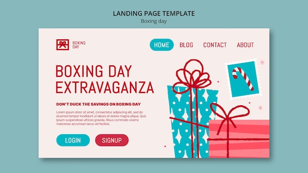 Kostenlose PSD landingpage-vorlage für die feier des zweiten weihnachtsfeiertags