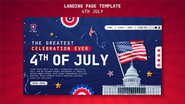 Landingpage-Vorlage für die Feier zum 4. Juli