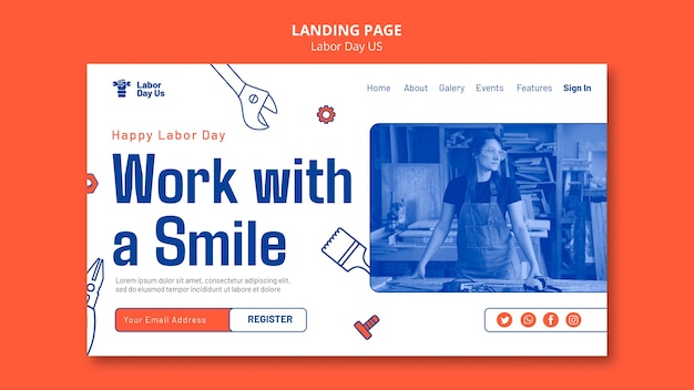 Landingpage-vorlage für die feier zum tag der arbeit