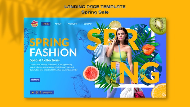 Kostenlose PSD landingpage-vorlage für die frühlingssaison