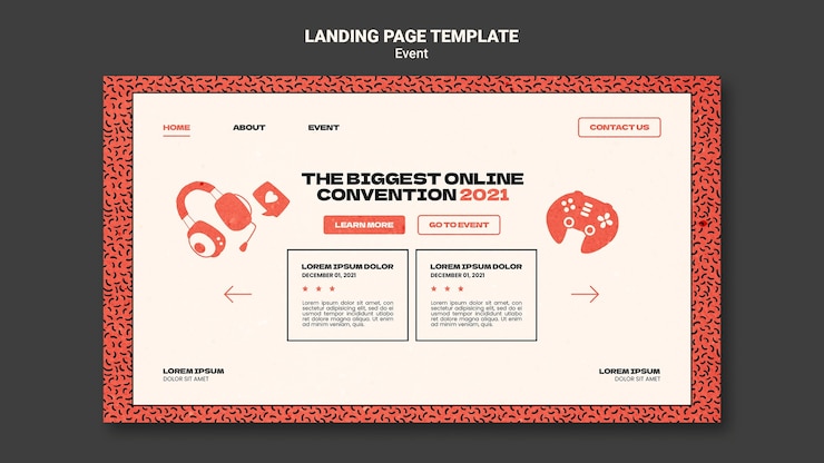 Kostenlose PSD landingpage-vorlage für die größte online-konvektion 2021