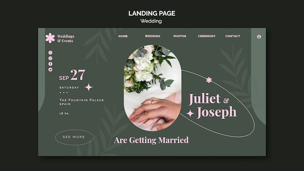 Kostenlose PSD landingpage-vorlage für die hochzeit