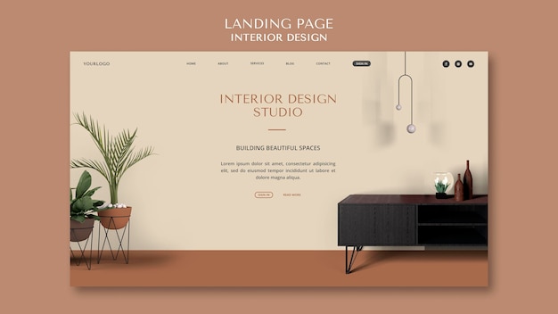 Landingpage-Vorlage für die Innenarchitektur