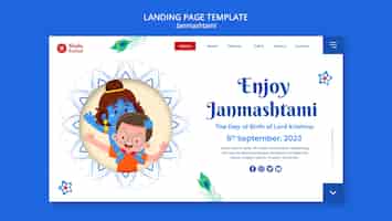 Kostenlose PSD landingpage-vorlage für die janmashtami-feier