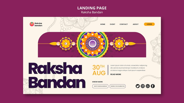 Kostenlose PSD landingpage-vorlage für die raksha-bandhan-feier