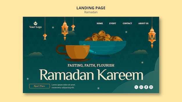Kostenlose PSD landingpage-vorlage für die ramadan-feier