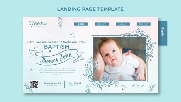 Landingpage-Vorlage für die Taufe im flachen Design