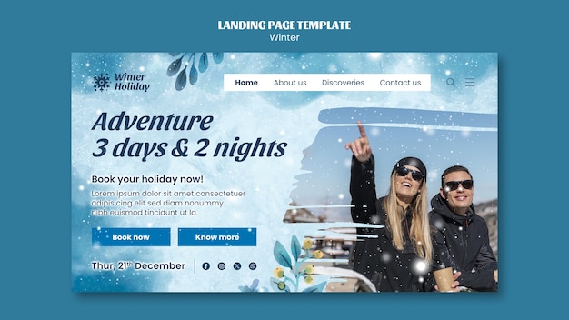 Kostenlose PSD landingpage-vorlage für die wintersaison