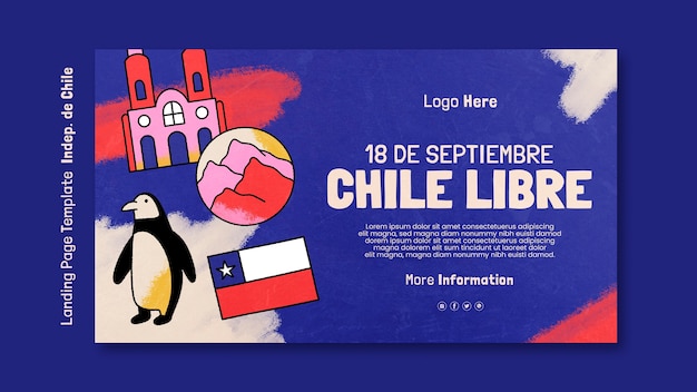 Kostenlose PSD landingpage-vorlage für fiestas patrias chile