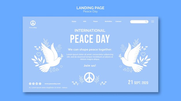 Landingpage-Vorlage für Friedenstag