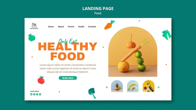 Kostenlose PSD landingpage-vorlage für gesundes essen