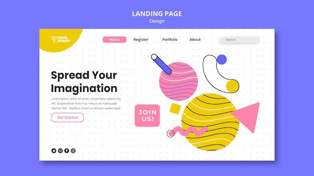 Landingpage-vorlage für grafikdesign