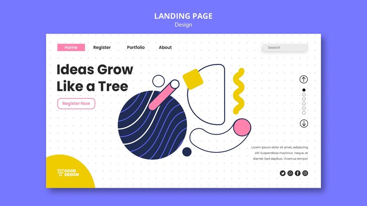 Kostenlose PSD landingpage-vorlage für grafikdesign