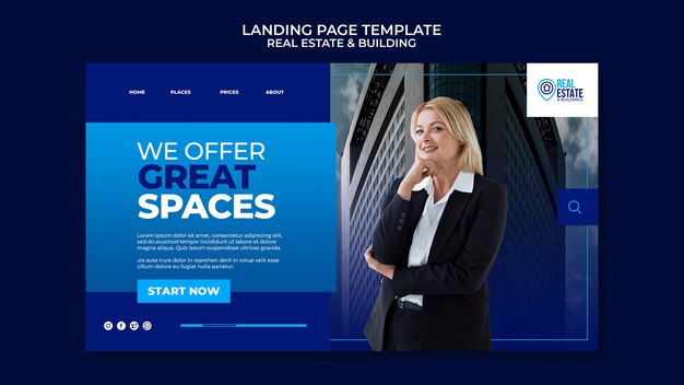 Landingpage-Vorlage für großartige Räume