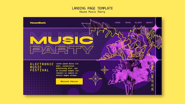 Landingpage-vorlage für house-musikpartys