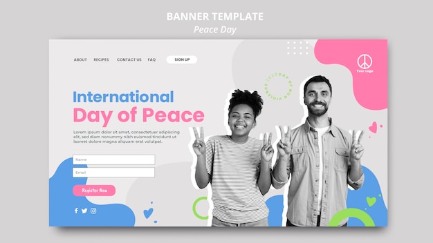 Kostenlose PSD landingpage-vorlage für internationale friedensfeier