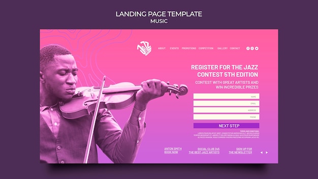 Landingpage-vorlage für jazzfestival und club