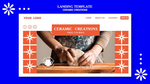 Kostenlose PSD landingpage-vorlage für keramikkreationen
