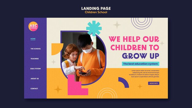 Landingpage-Vorlage für Kinder in flachem Design
