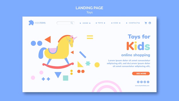 Kostenlose PSD landingpage-vorlage für kinderspielzeug online-shopping