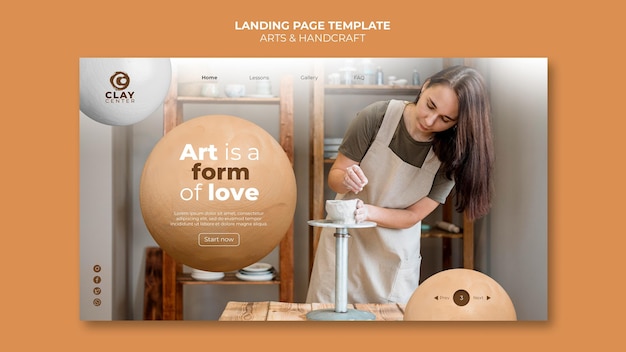 Landingpage-vorlage für kunst und handwerk