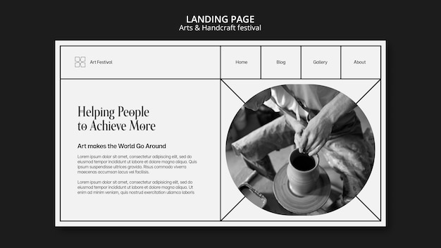 Kostenlose PSD landingpage-vorlage für kunst und handwerk