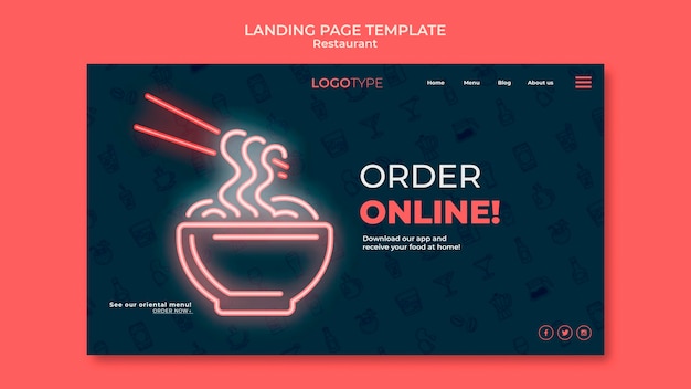 Landingpage-Vorlage für Lieferrestaurants