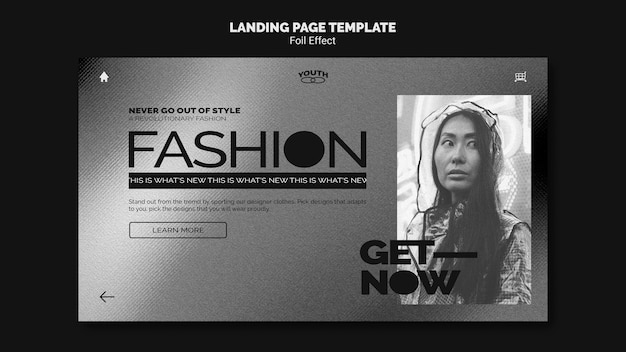 Kostenlose PSD landingpage-vorlage für mode mit folieneffekt