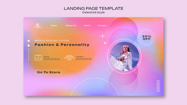 Kostenlose PSD landingpage-vorlage für modegeschäft im himmlischen stil