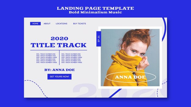 Kostenlose PSD landingpage-vorlage für musiker