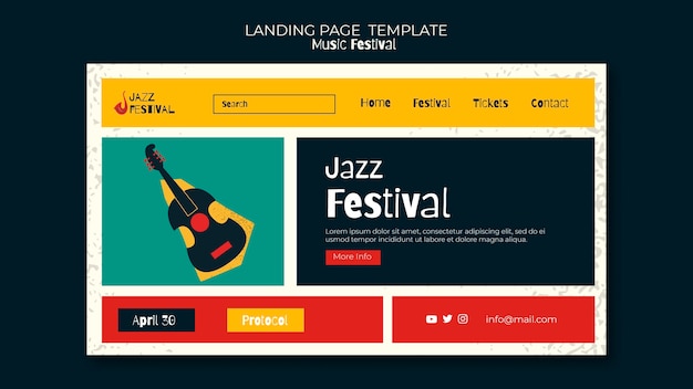 Kostenlose PSD landingpage-vorlage für musikfestivals