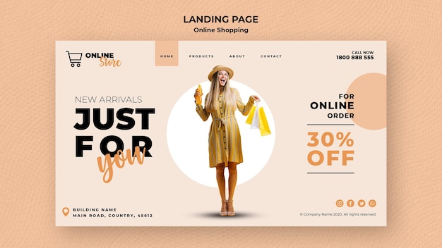 Kostenlose PSD landingpage-vorlage für online-modeverkauf