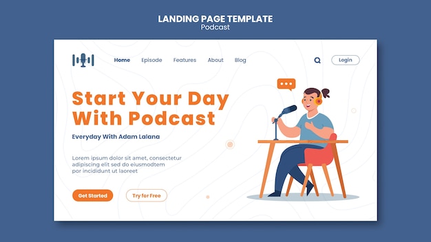 Landingpage-Vorlage für Podcast on air