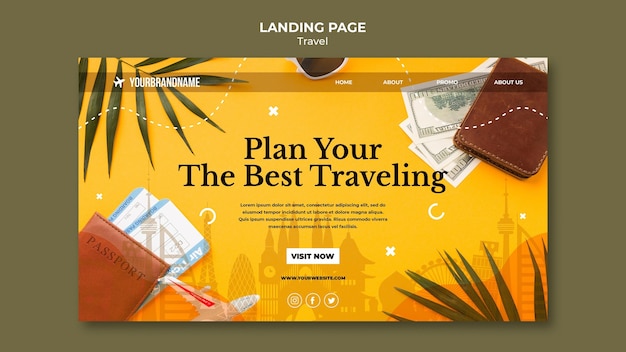 Kostenlose PSD landingpage-vorlage für reisebüros