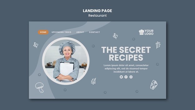 Kostenlose PSD landingpage-vorlage für restaurantanzeigen