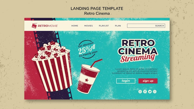 Landingpage-vorlage für retro-kino