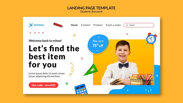 Landingpage-Vorlage für Studentenrabatte