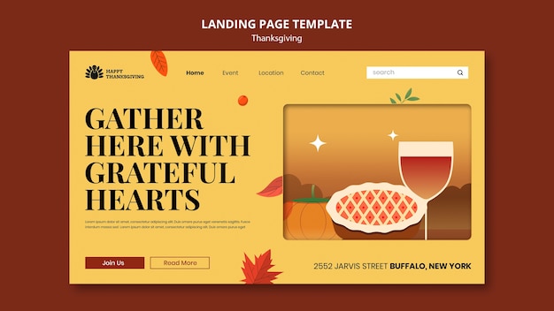 Kostenlose PSD landingpage-vorlage für thanksgiving-feier