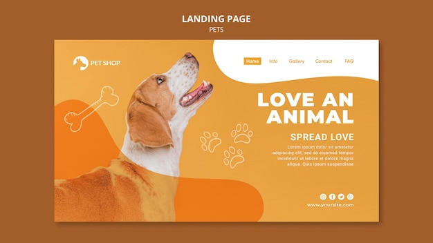 Kostenlose PSD landingpage-vorlage für tierhandlungen