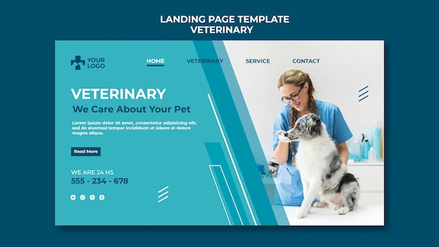 Kostenlose PSD landingpage-vorlage für tierkliniken