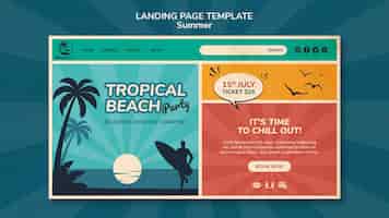Kostenlose PSD landingpage-vorlage für tropische strandparty
