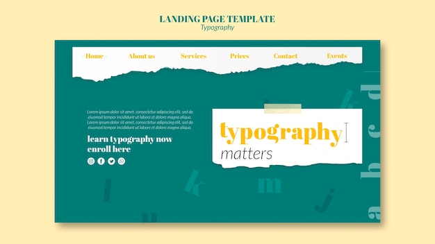 Kostenlose PSD landingpage-vorlage für typografie-services