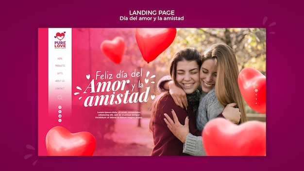 Kostenlose PSD landingpage-vorlage für valentinstagfeier