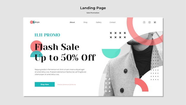 Kostenlose PSD landingpage-vorlage für verkaufsförderung