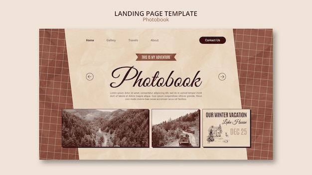 Kostenlose PSD landingpage-vorlage für vintage-fotobücher