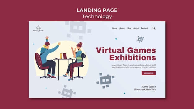 Kostenlose PSD landingpage-vorlage für virtuelle spiele