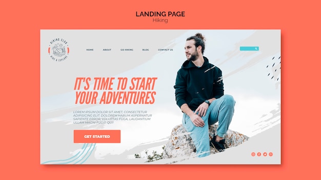 Kostenlose PSD landingpage-vorlage für wanderkonzept