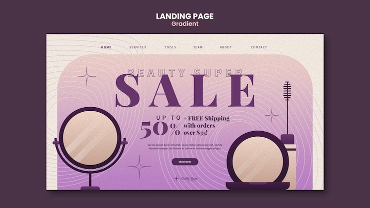 Kostenlose PSD landingpage-vorlage im farbverlauf