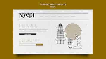 Kostenlose PSD landingpage-vorlage im flachen design von nyepi