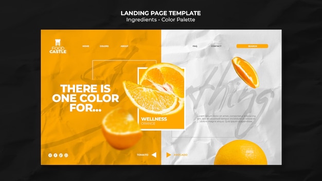 Kostenlose PSD landingpage-vorlage mit orange